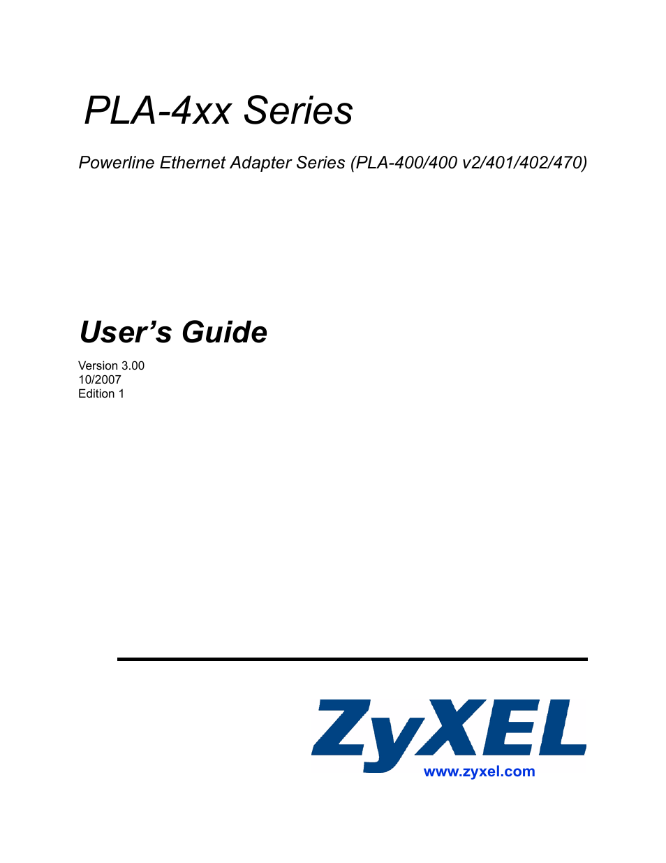 ZyXEL Communications PLA-4xx Series User Manual | 70 pages