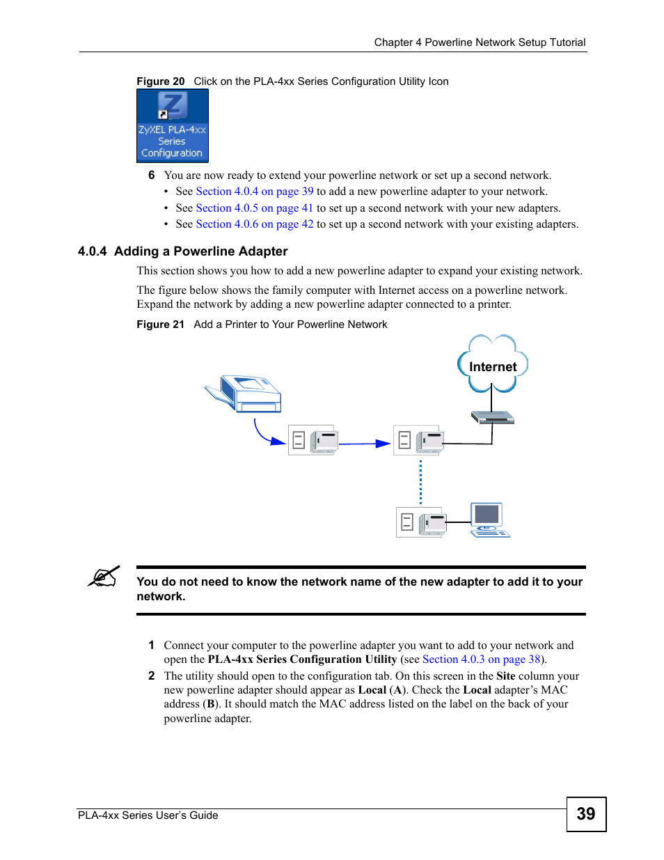 4 adding a powerline adapter | ZyXEL Communications PLA-4xx Series User Manual | Page 39 / 70