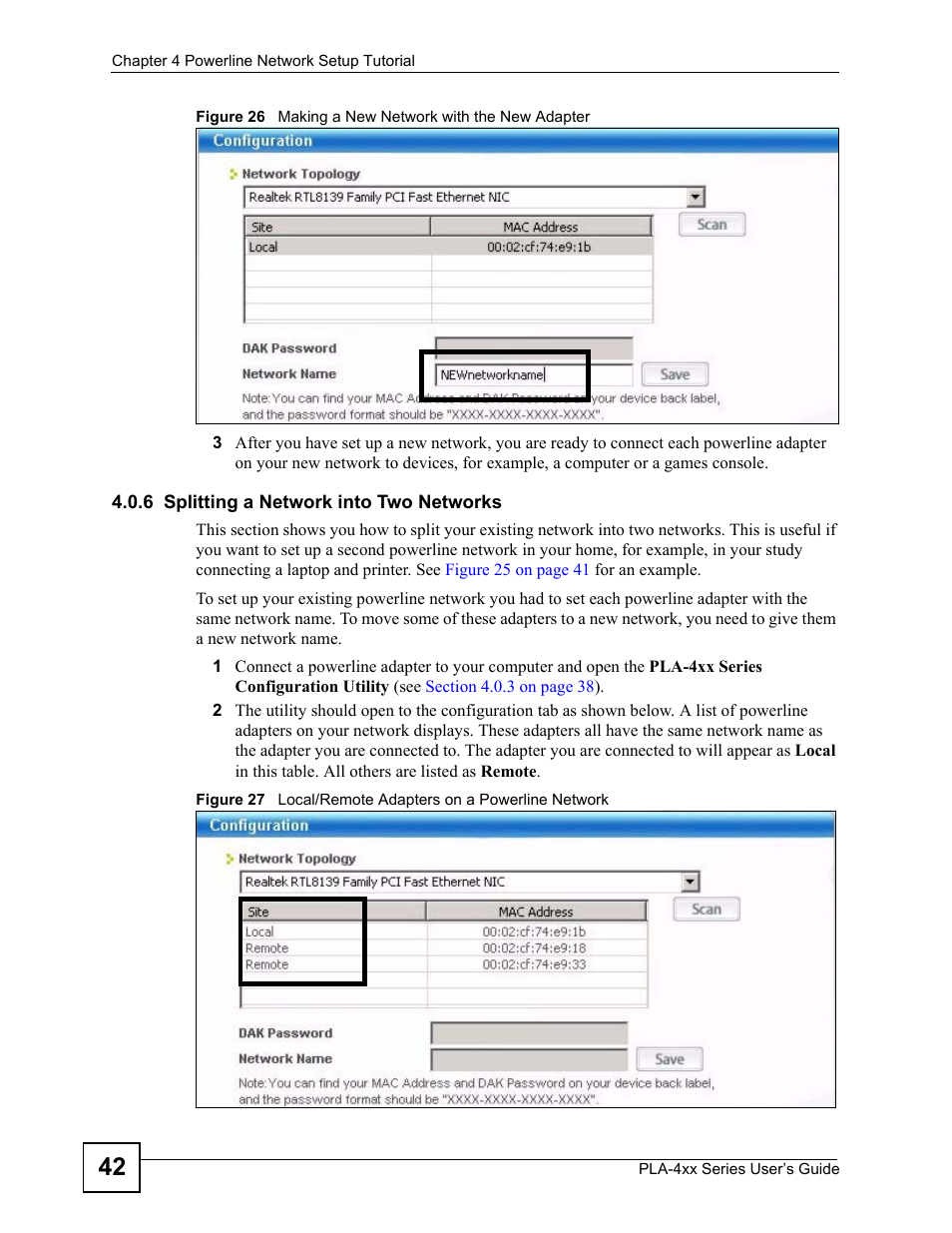 6 splitting a network into two networks | ZyXEL Communications PLA-4xx Series User Manual | Page 42 / 70