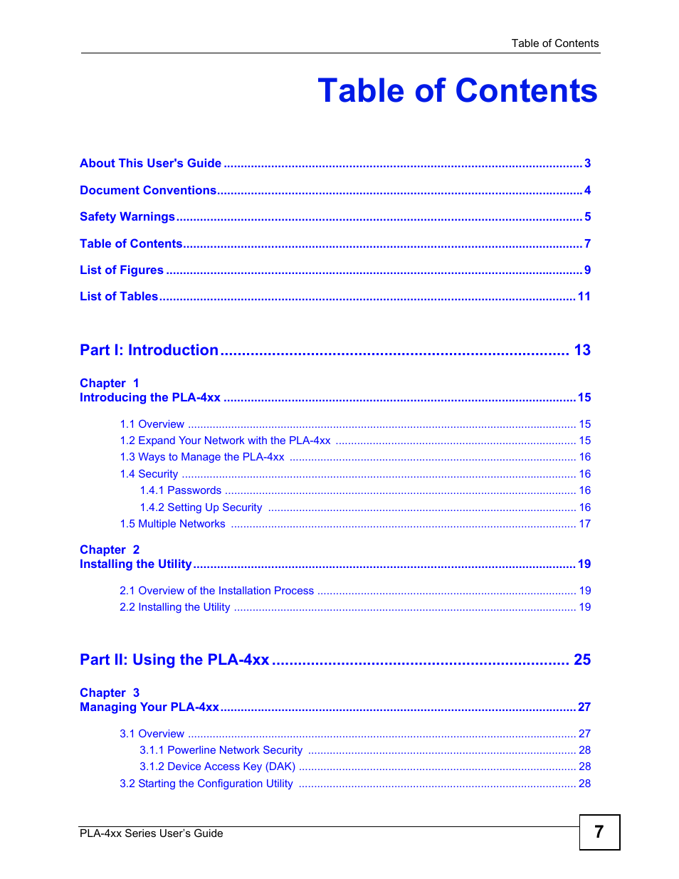ZyXEL Communications PLA-4xx Series User Manual | Page 7 / 70