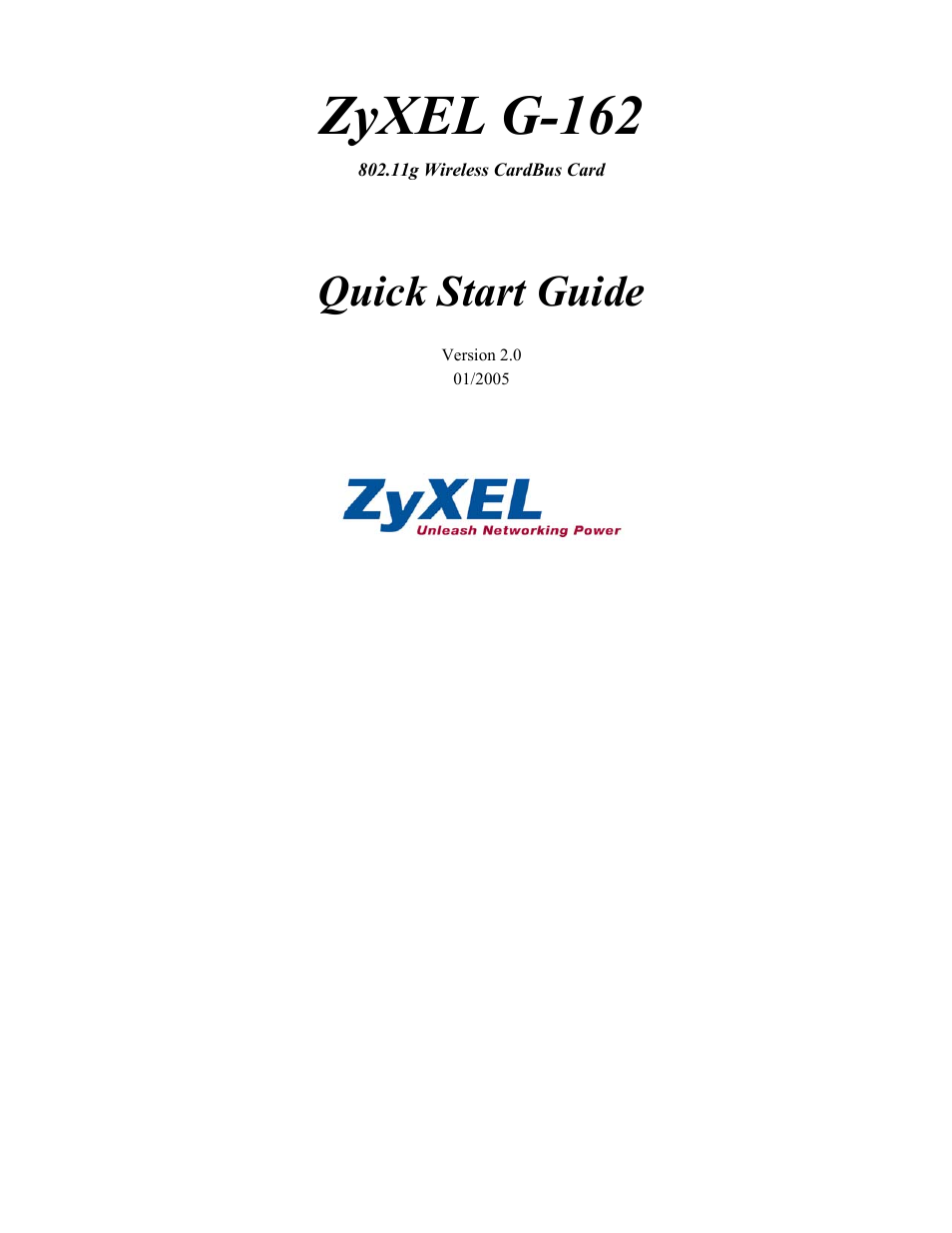 ZyXEL Communications 802.11g Wireless CardBus Card ZyXEL G-162 User Manual | 12 pages