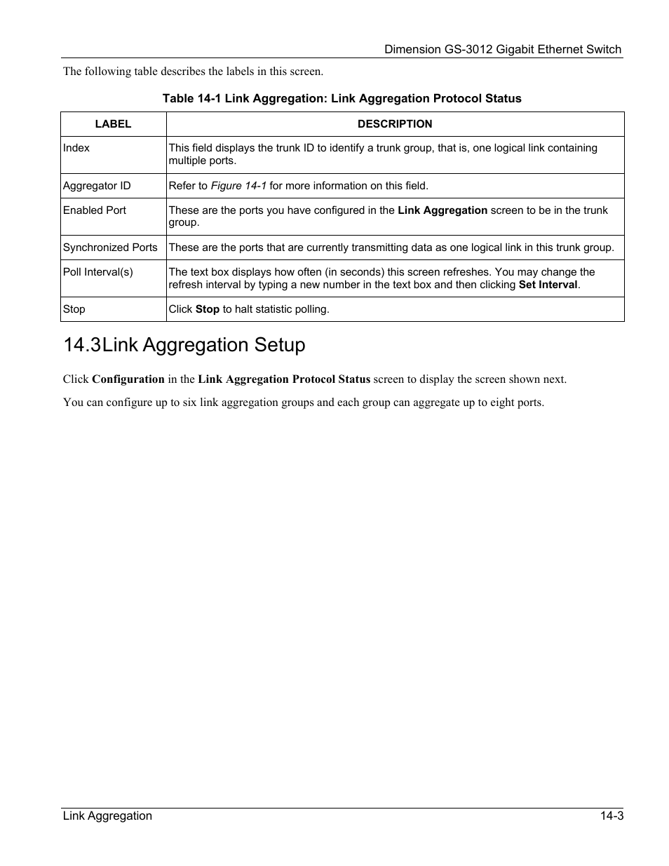 3 link aggregation setup | ZyXEL Communications GS-3012 User Manual | Page 109 / 234