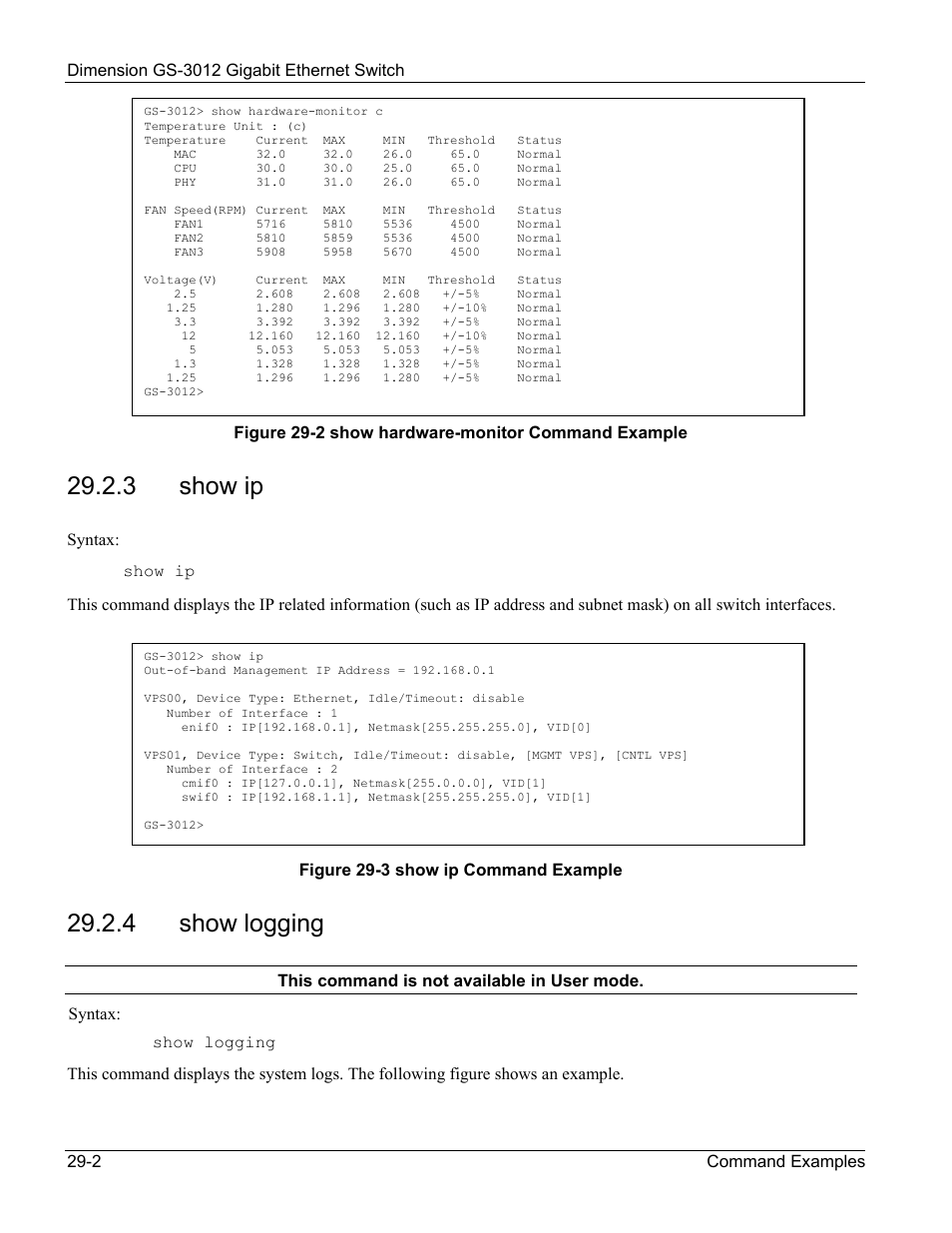 Show ip, Show logging, 3 show ip | 4 show logging | ZyXEL Communications GS-3012 User Manual | Page 198 / 234