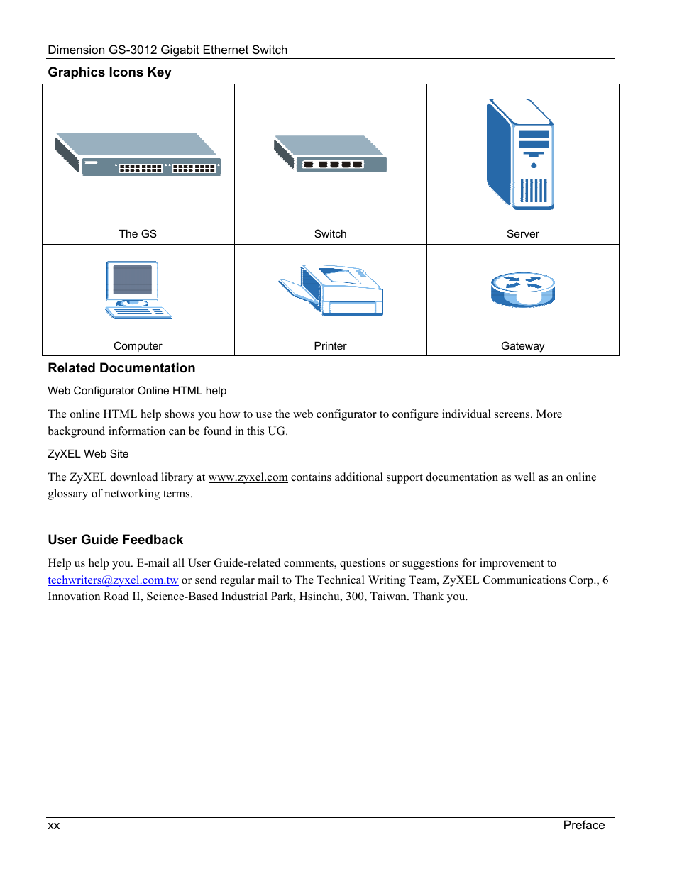 ZyXEL Communications GS-3012 User Manual | Page 20 / 234