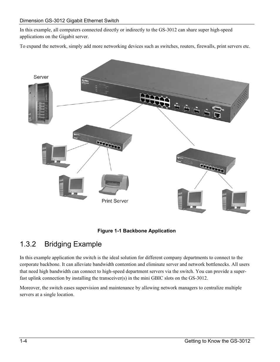 Bridging example, 2 bridging example | ZyXEL Communications GS-3012 User Manual | Page 26 / 234