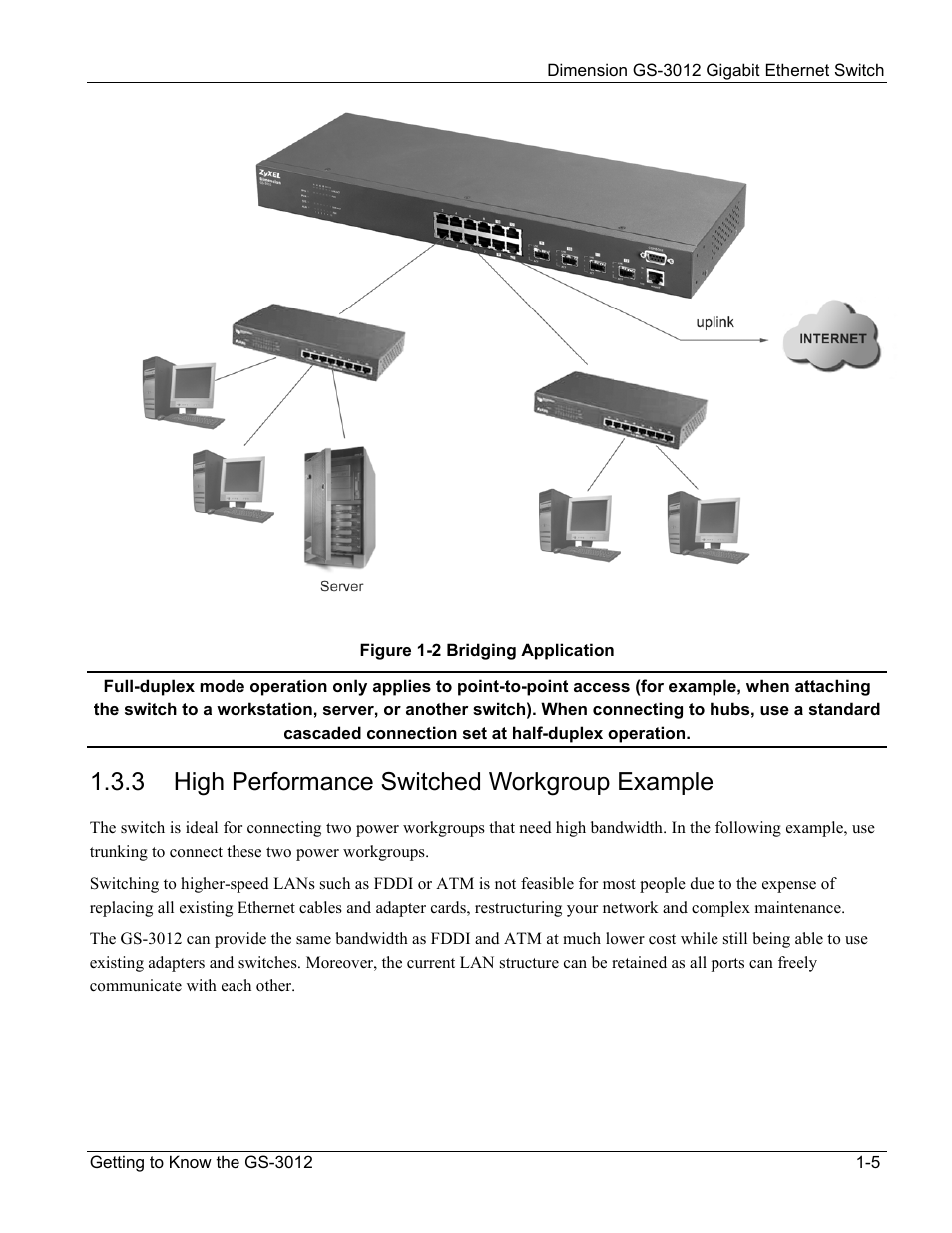 High performance switched workgroup example, 3 high performance switched workgroup example | ZyXEL Communications GS-3012 User Manual | Page 27 / 234