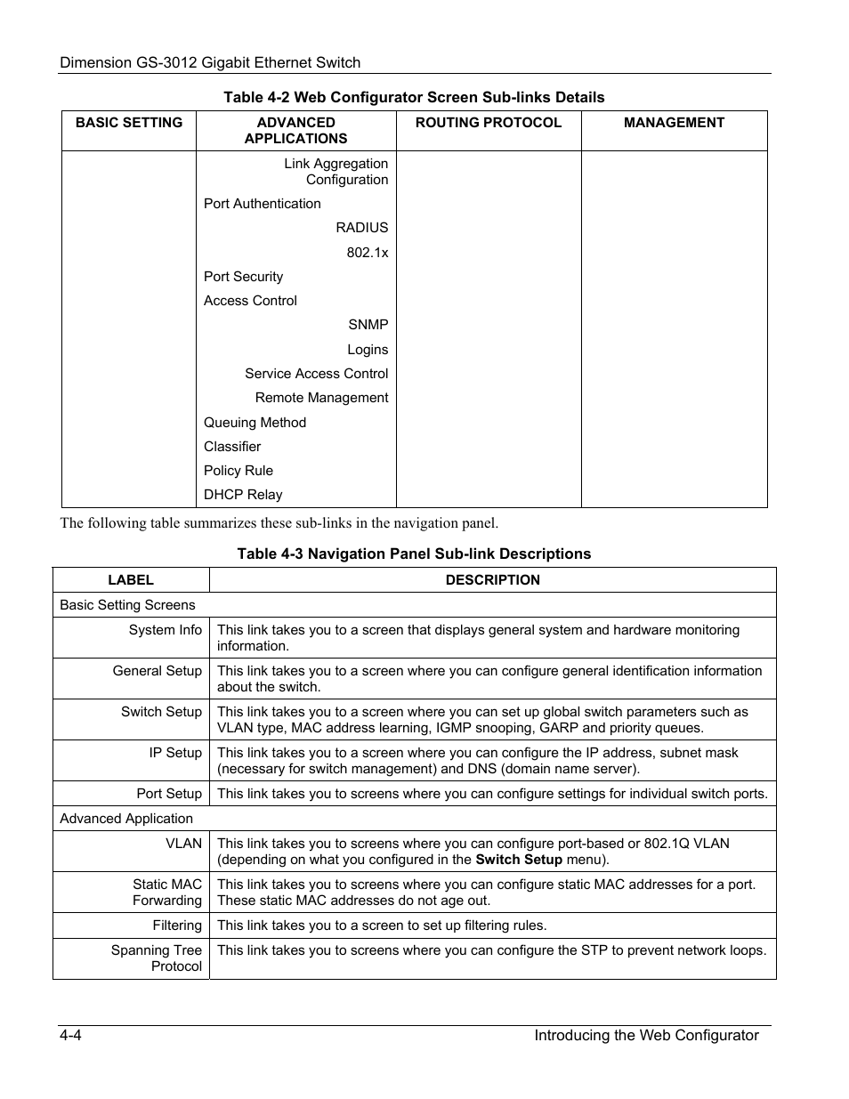 ZyXEL Communications GS-3012 User Manual | Page 48 / 234