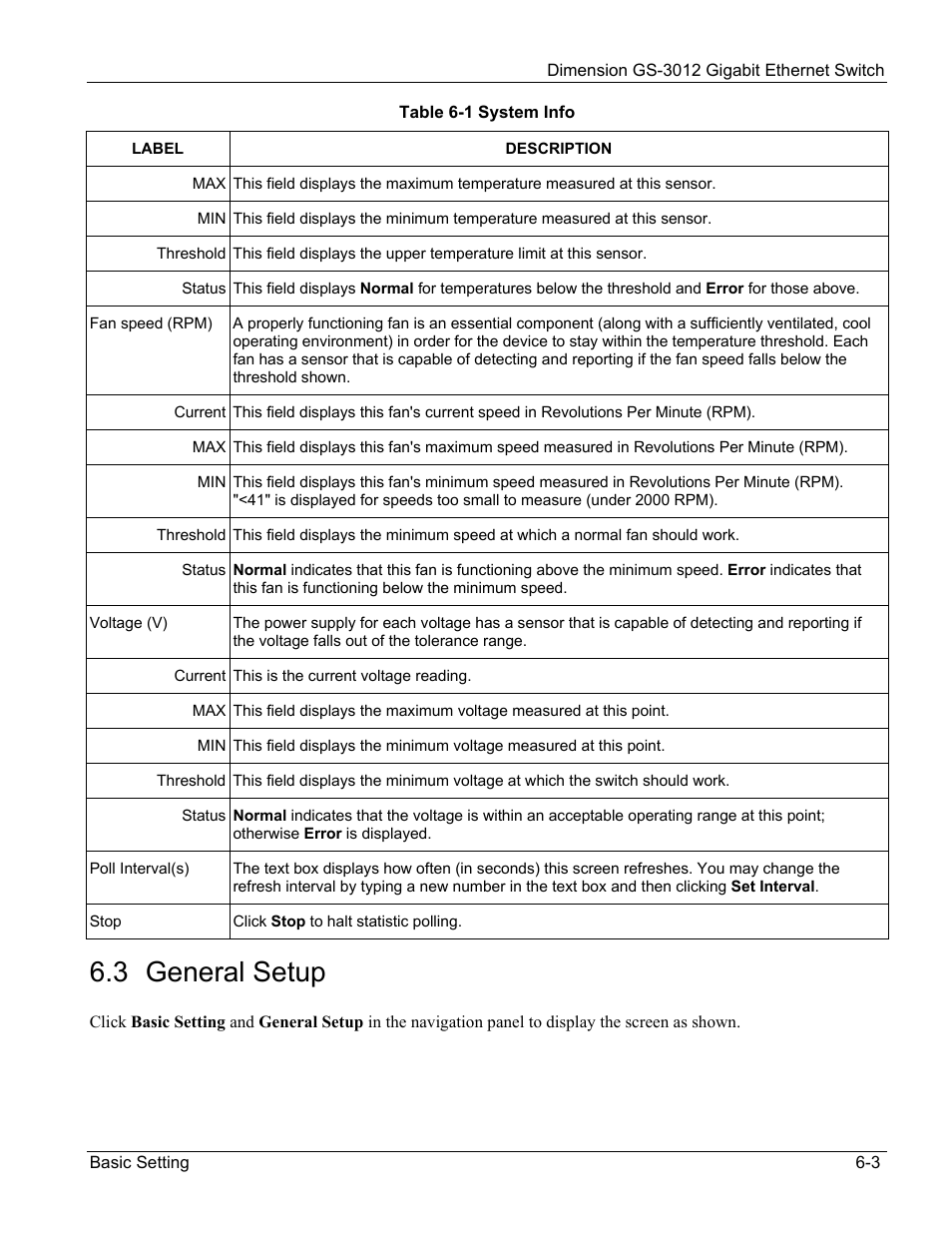 3 general setup | ZyXEL Communications GS-3012 User Manual | Page 61 / 234