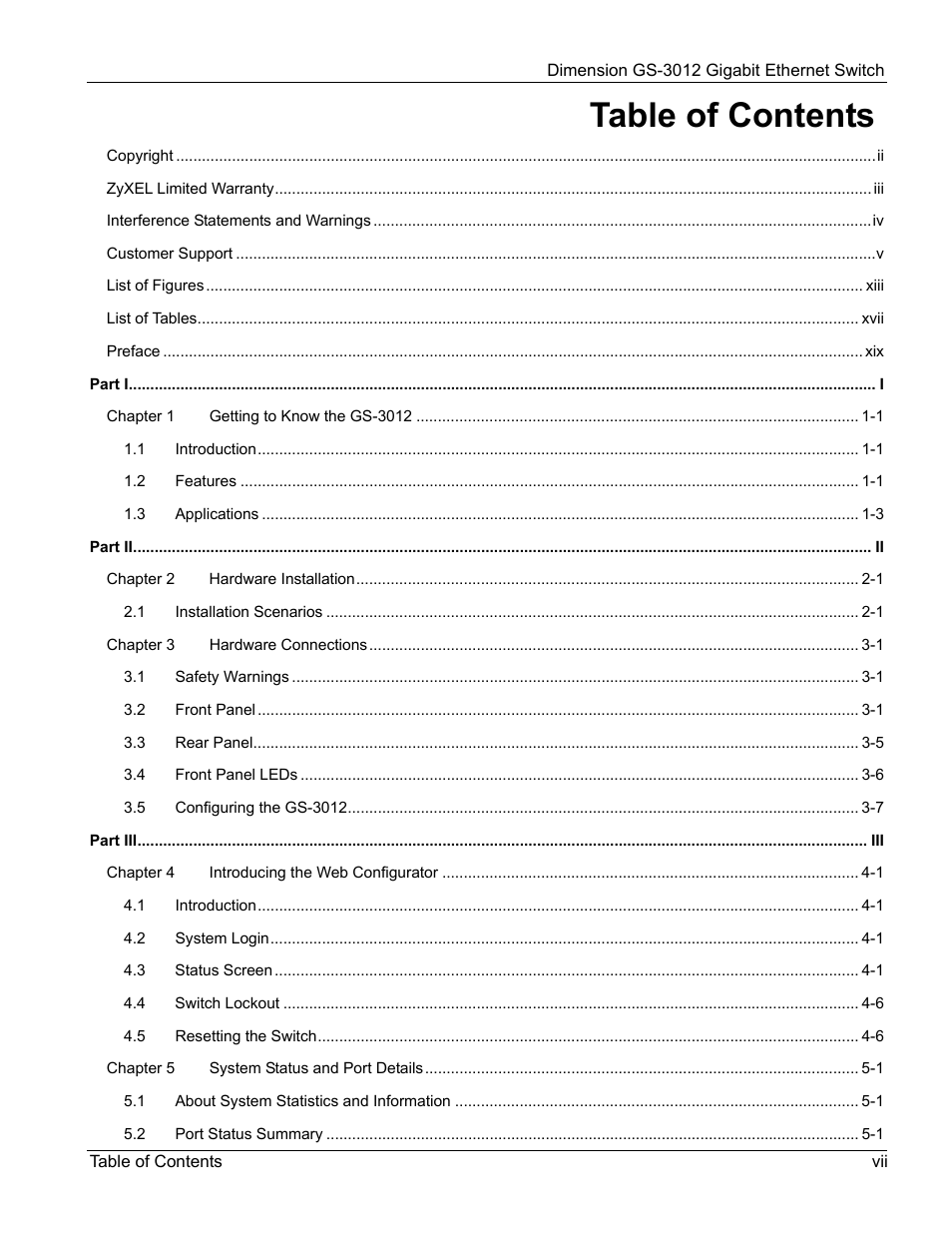 ZyXEL Communications GS-3012 User Manual | Page 7 / 234