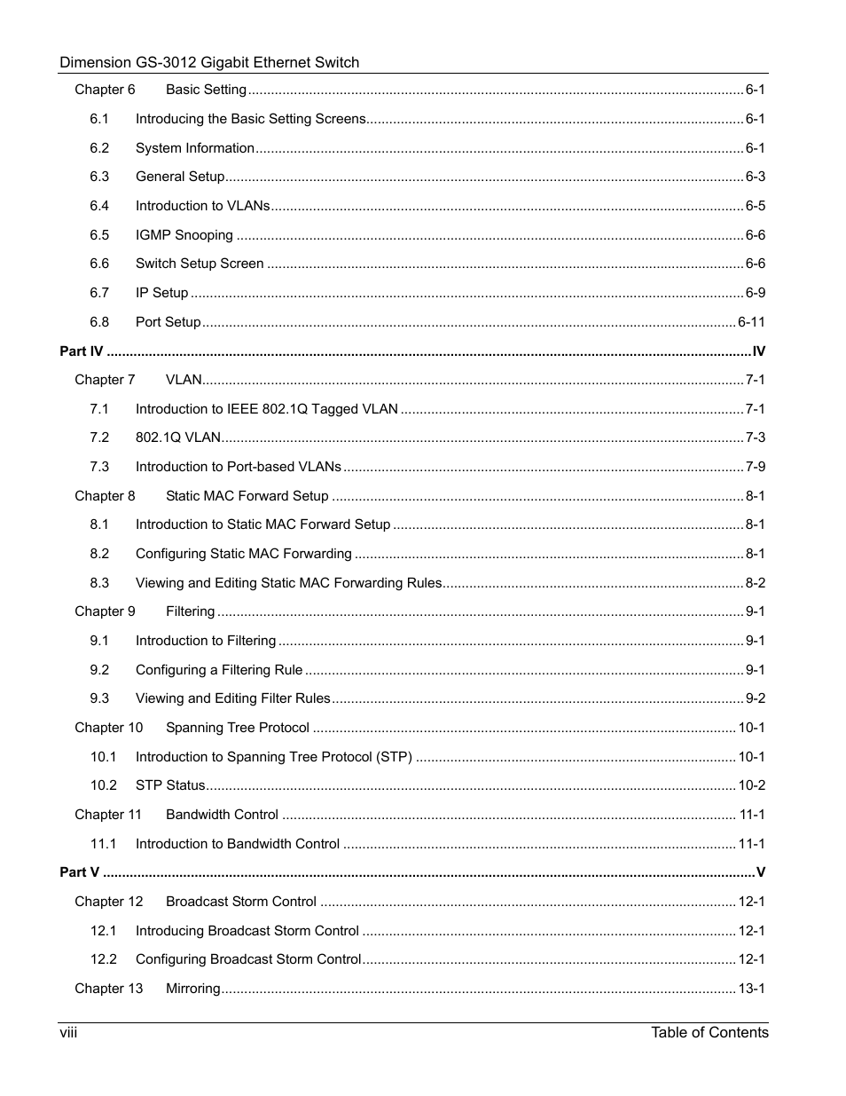 ZyXEL Communications GS-3012 User Manual | Page 8 / 234