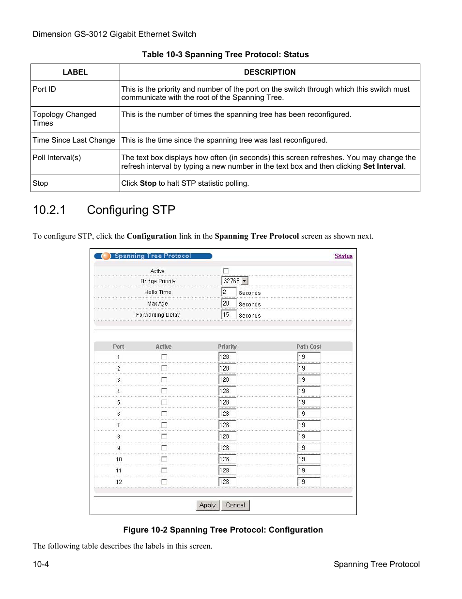 Configuring stp, 1 configuring stp | ZyXEL Communications GS-3012 User Manual | Page 96 / 234