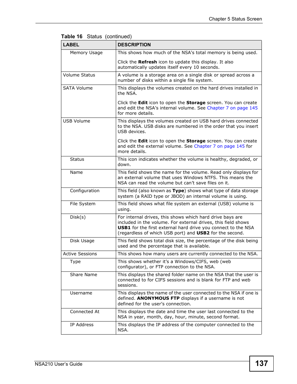 ZyXEL Communications NSA210 User Manual | Page 137 / 482