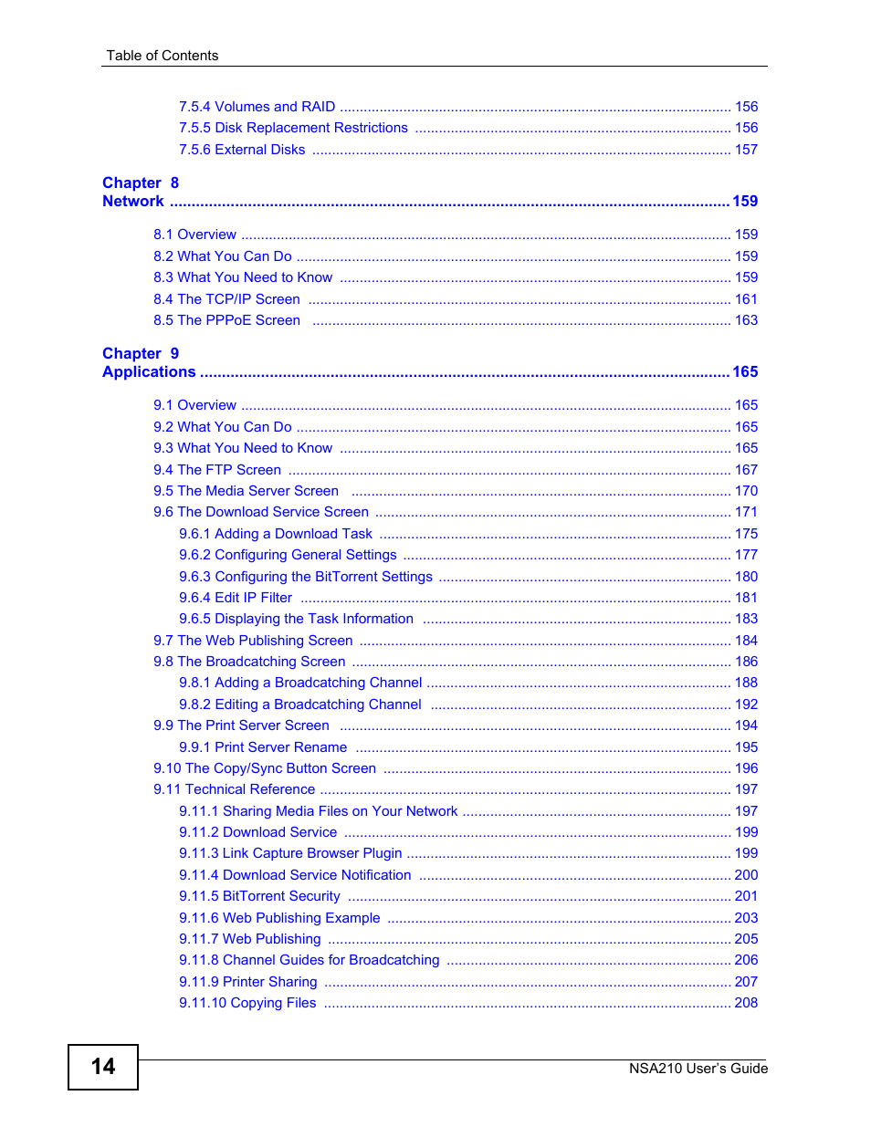 ZyXEL Communications NSA210 User Manual | Page 14 / 482