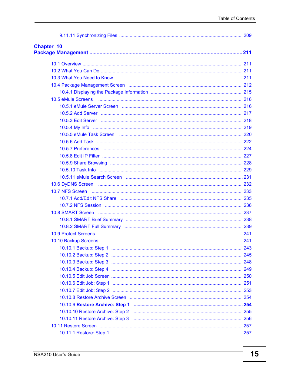 ZyXEL Communications NSA210 User Manual | Page 15 / 482