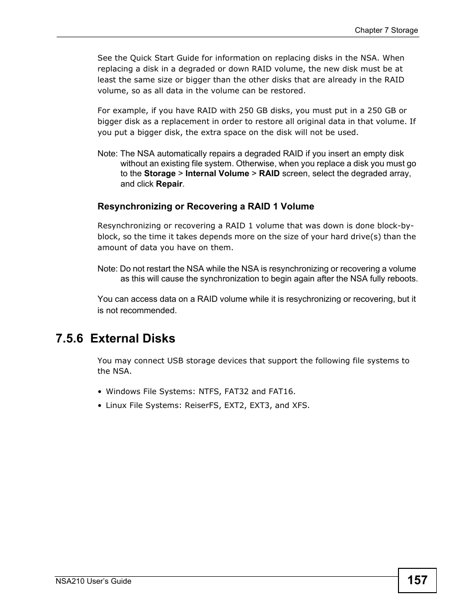 6 external disks | ZyXEL Communications NSA210 User Manual | Page 157 / 482