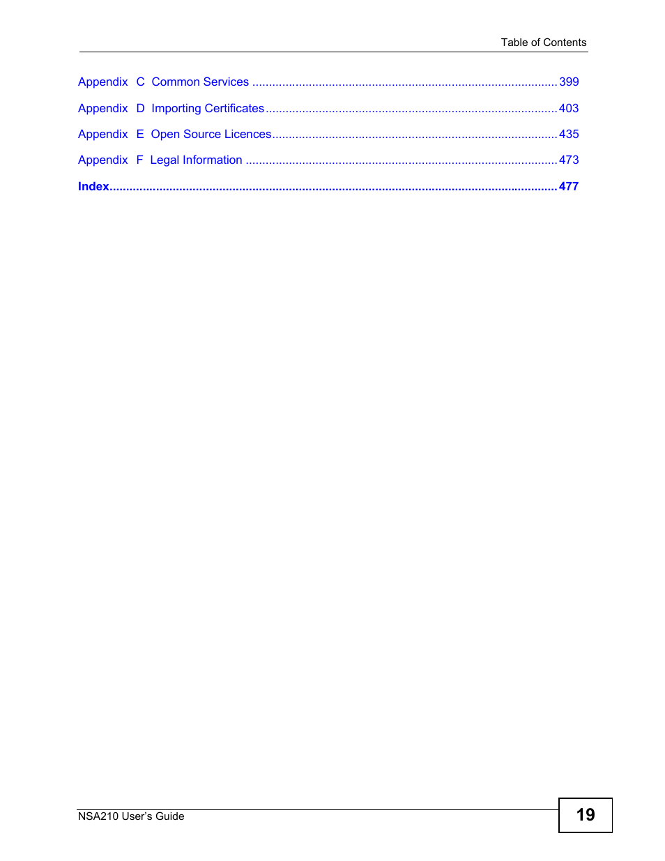 ZyXEL Communications NSA210 User Manual | Page 19 / 482