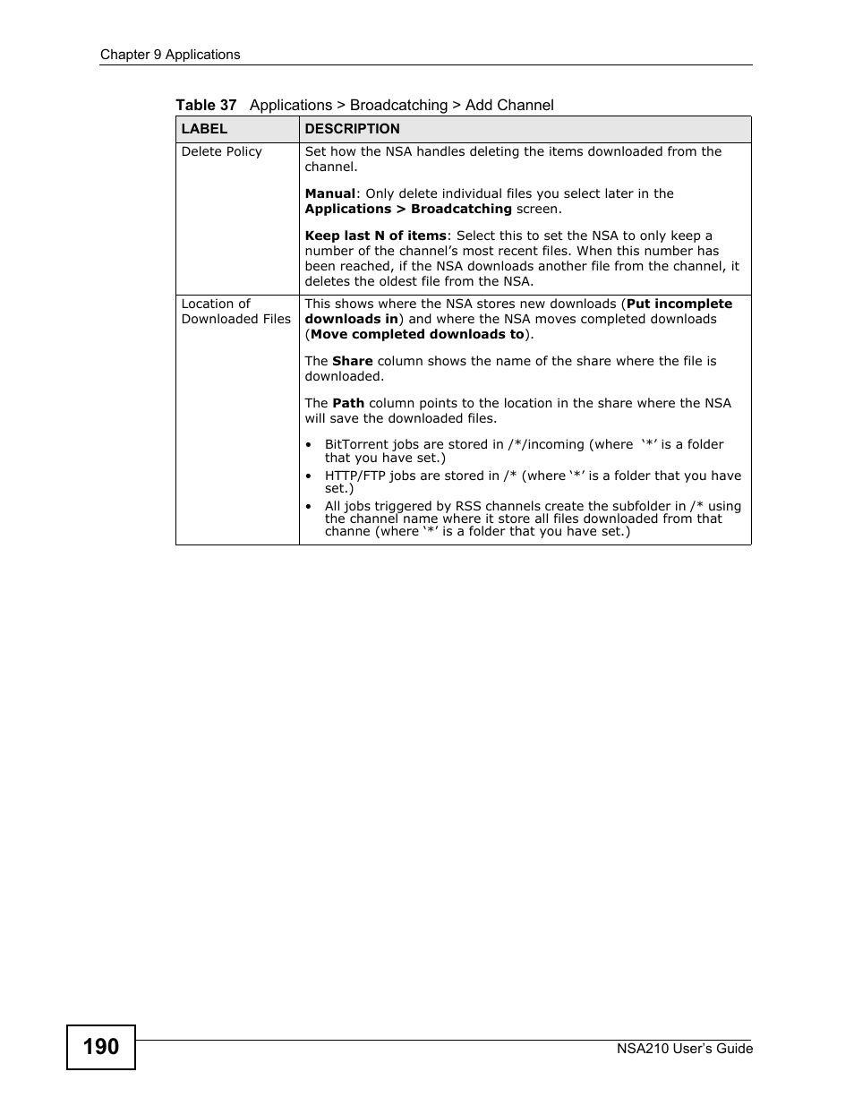 ZyXEL Communications NSA210 User Manual | Page 190 / 482