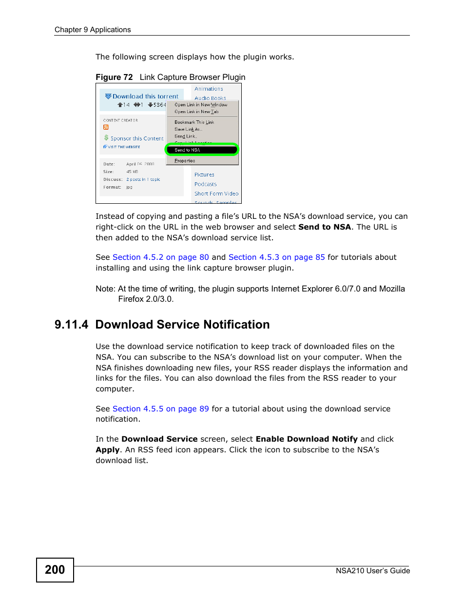 4 download service notification | ZyXEL Communications NSA210 User Manual | Page 200 / 482