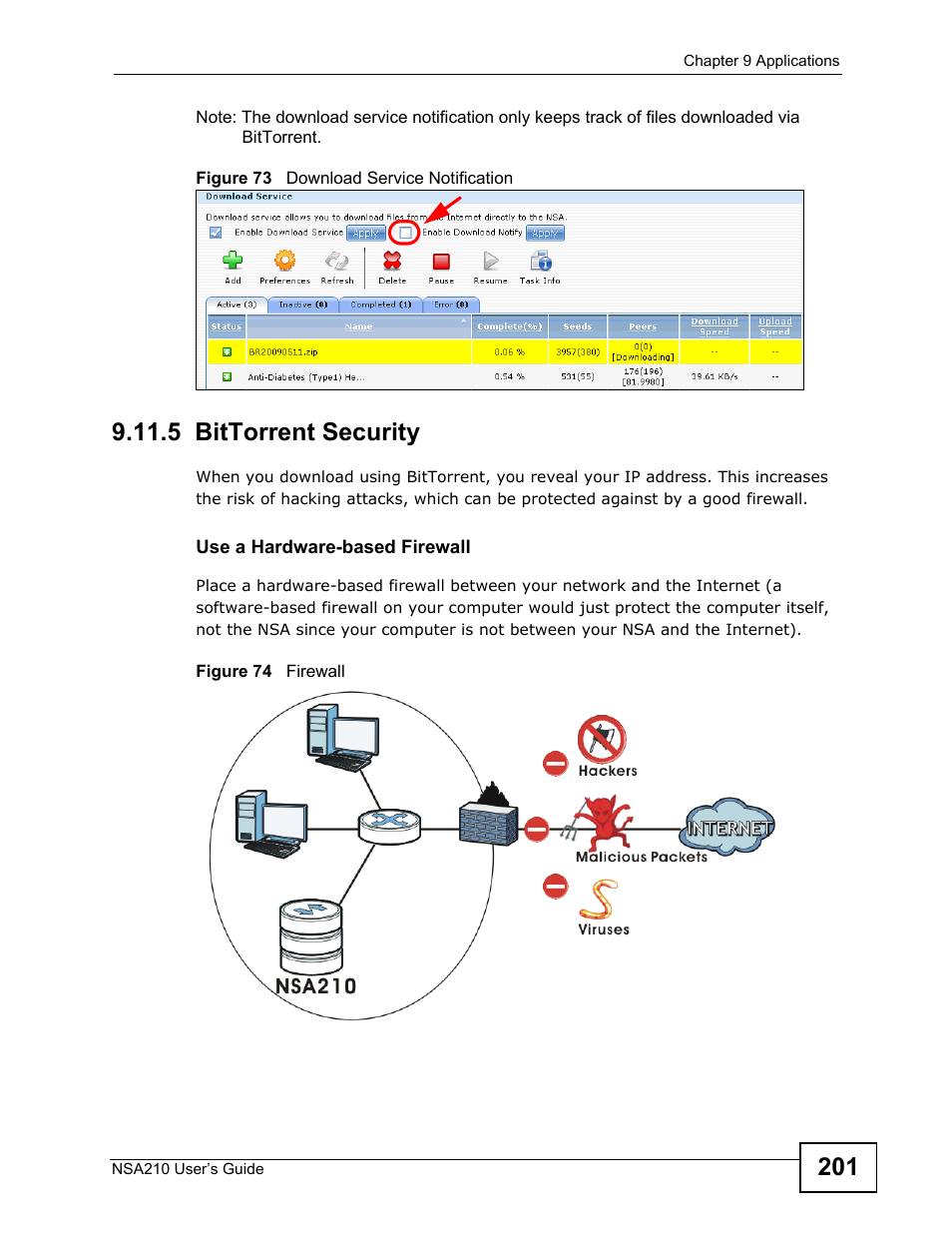 5 bittorrent security | ZyXEL Communications NSA210 User Manual | Page 201 / 482