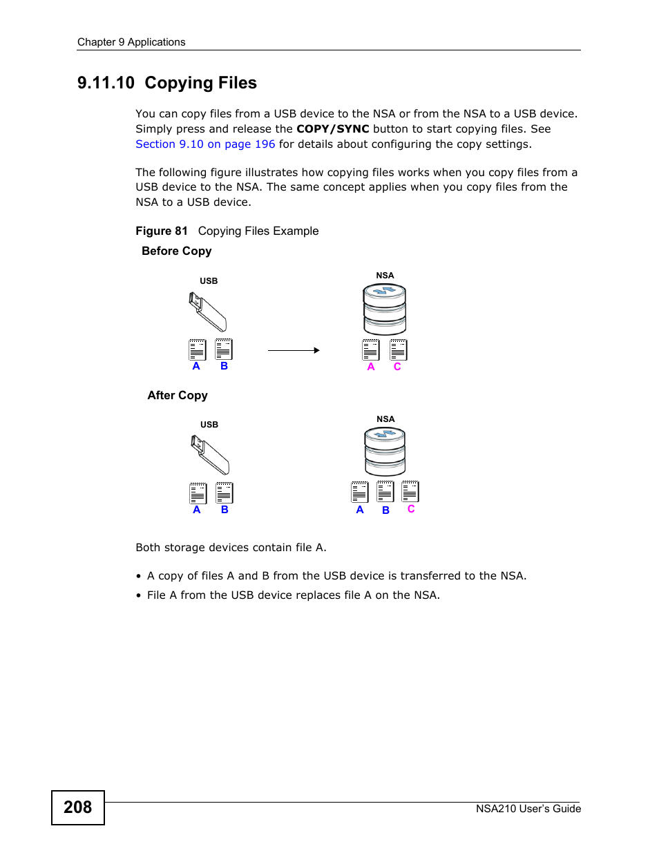 10 copying files | ZyXEL Communications NSA210 User Manual | Page 208 / 482