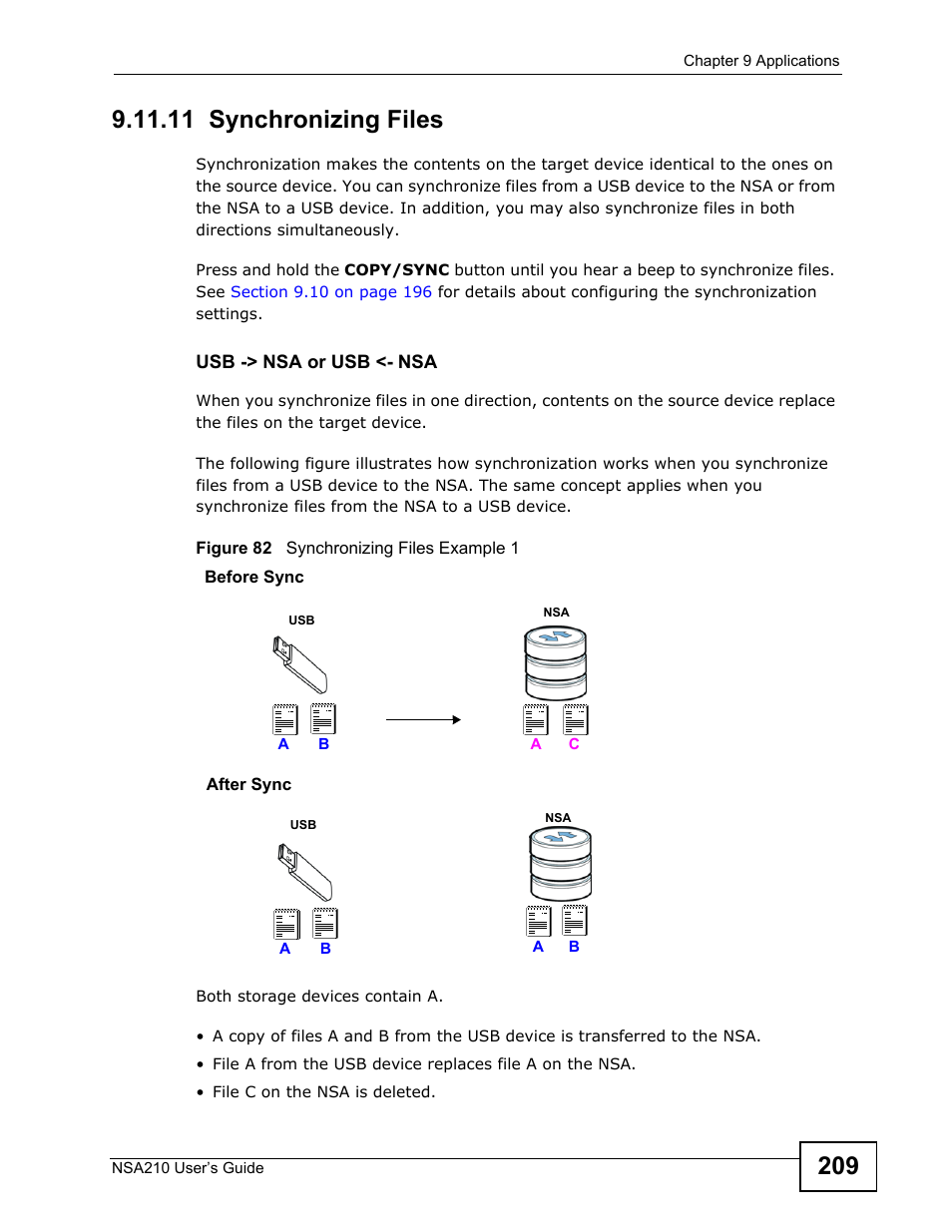 11 synchronizing files | ZyXEL Communications NSA210 User Manual | Page 209 / 482
