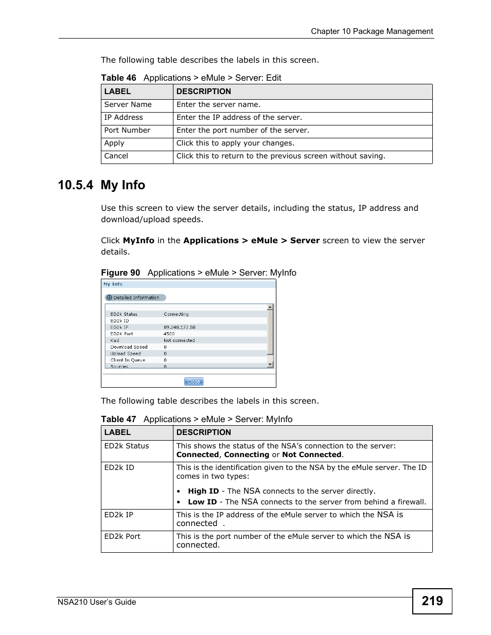 4 my info, Refer to | ZyXEL Communications NSA210 User Manual | Page 219 / 482