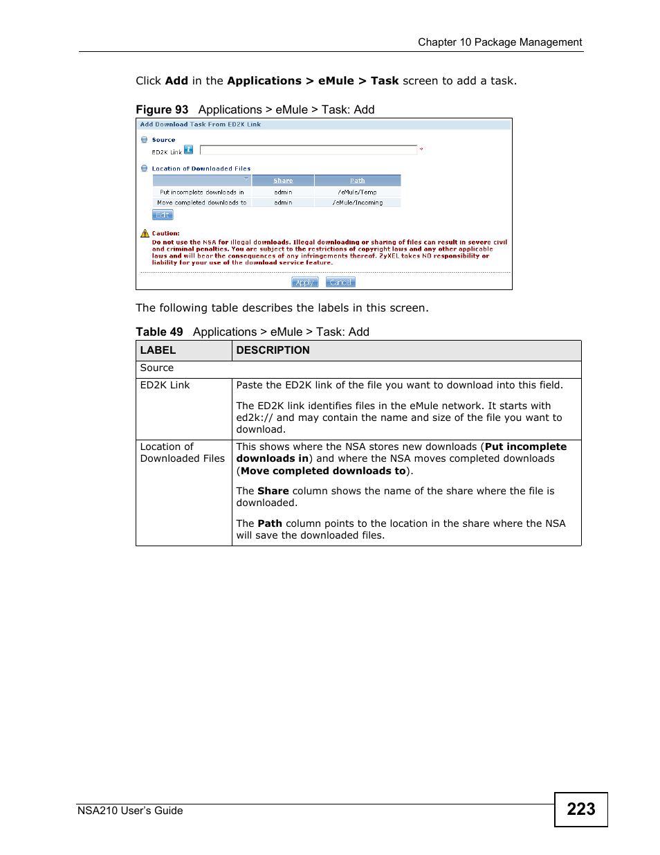 ZyXEL Communications NSA210 User Manual | Page 223 / 482