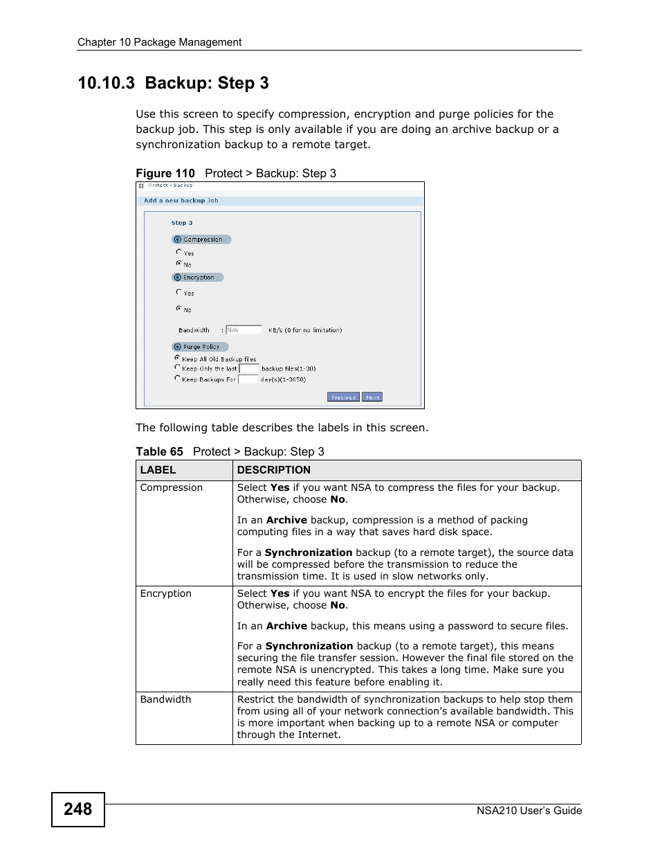 3 backup: step 3 | ZyXEL Communications NSA210 User Manual | Page 248 / 482