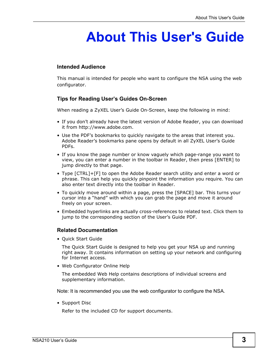 About this user's guide | ZyXEL Communications NSA210 User Manual | Page 3 / 482