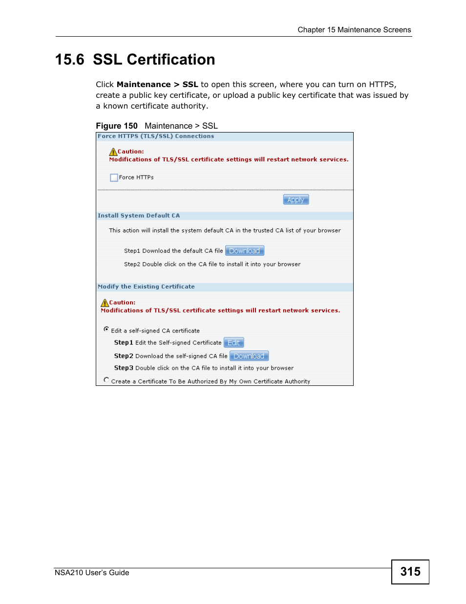 6 ssl certification | ZyXEL Communications NSA210 User Manual | Page 315 / 482