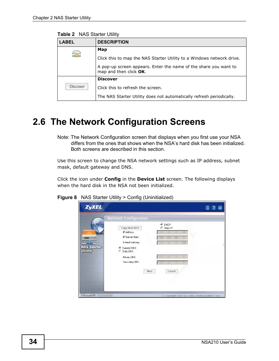 6 the network configuration screens, To configure | ZyXEL Communications NSA210 User Manual | Page 34 / 482