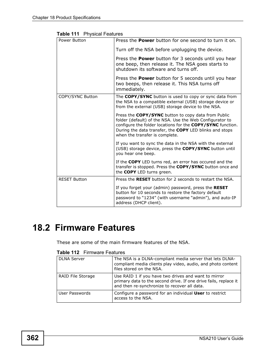 2 firmware features | ZyXEL Communications NSA210 User Manual | Page 362 / 482