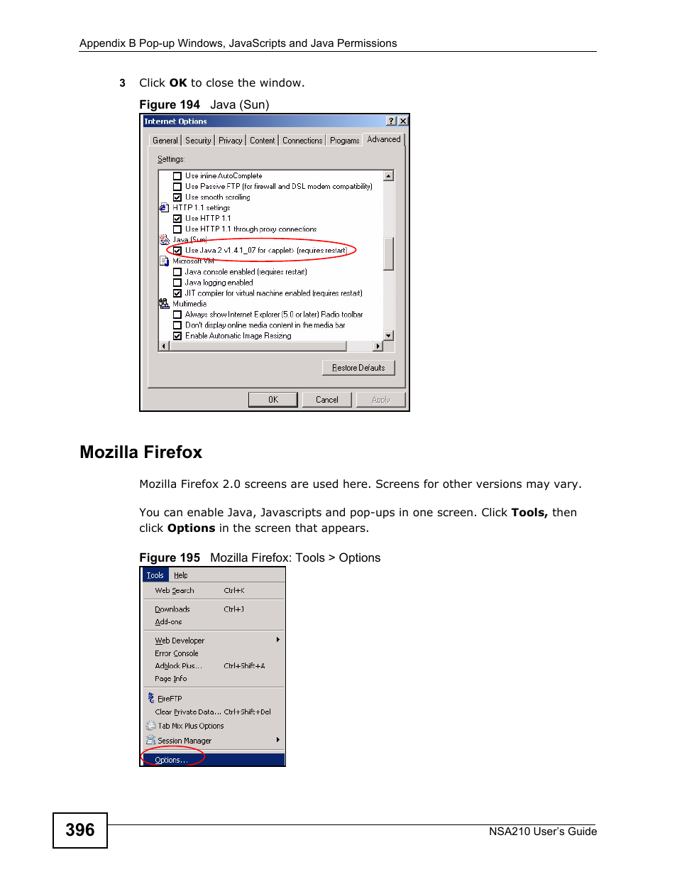 Mozilla firefox | ZyXEL Communications NSA210 User Manual | Page 396 / 482