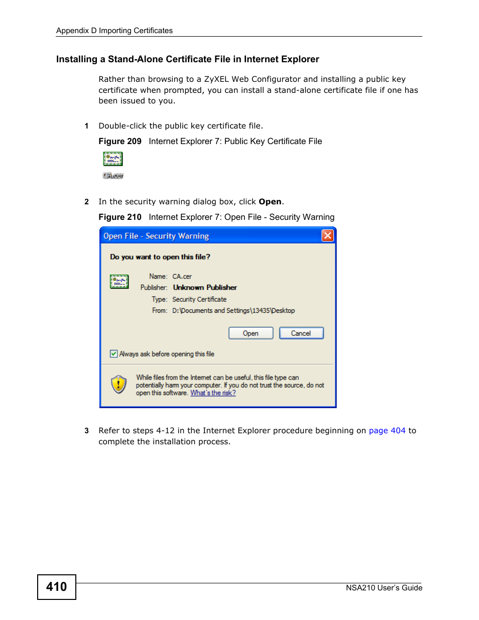 ZyXEL Communications NSA210 User Manual | Page 410 / 482