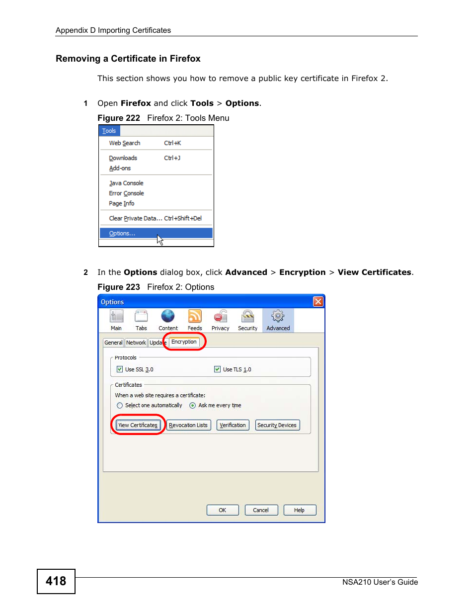 ZyXEL Communications NSA210 User Manual | Page 418 / 482