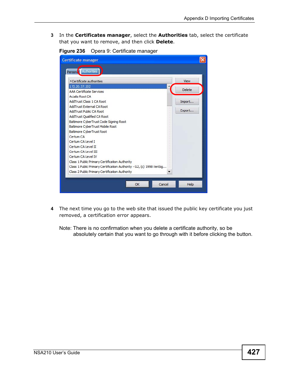 ZyXEL Communications NSA210 User Manual | Page 427 / 482