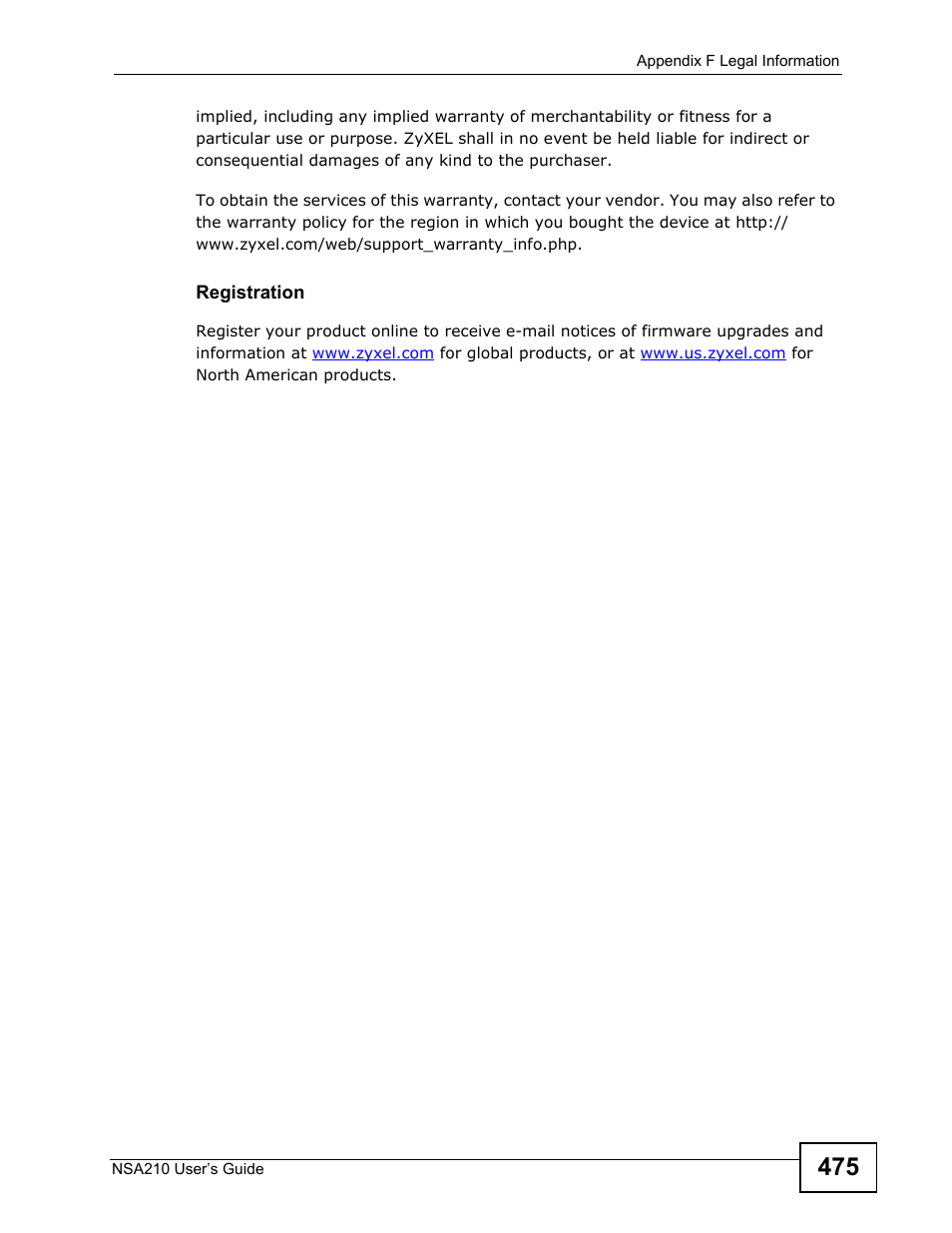 ZyXEL Communications NSA210 User Manual | Page 475 / 482