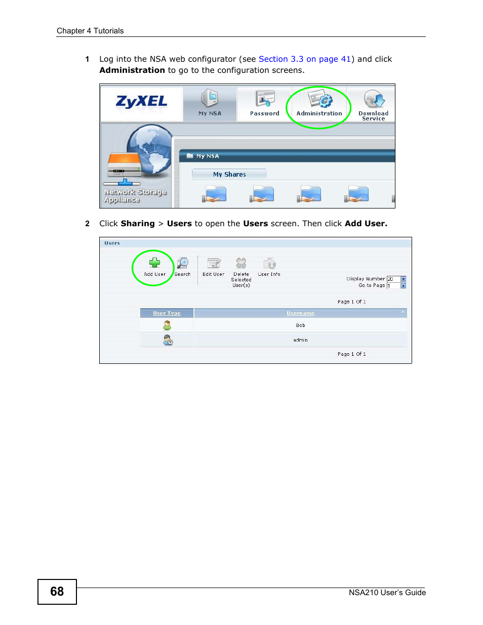 ZyXEL Communications NSA210 User Manual | Page 68 / 482