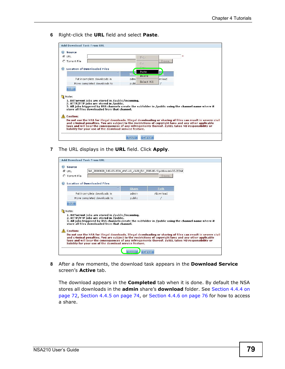 ZyXEL Communications NSA210 User Manual | Page 79 / 482