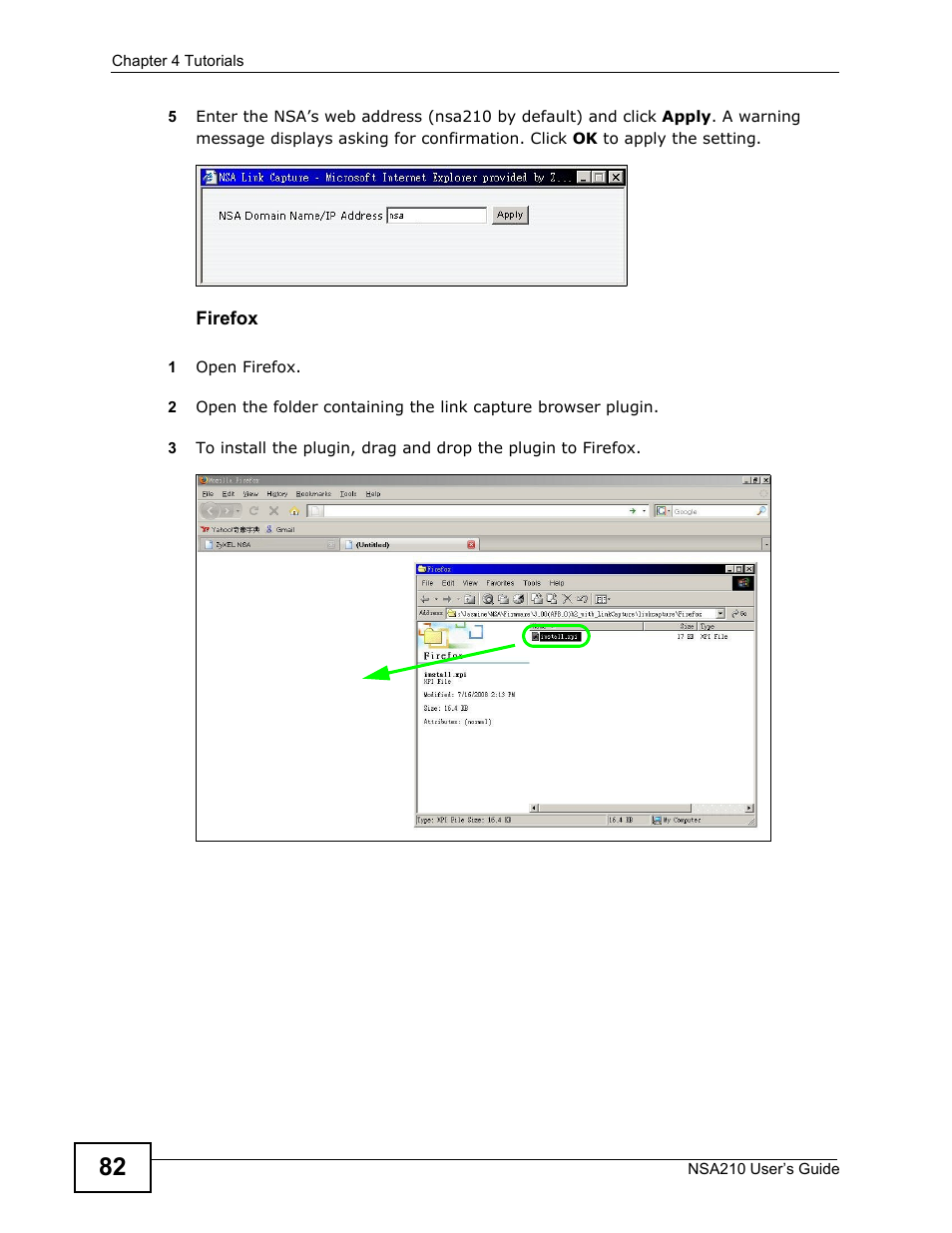 Firefox | ZyXEL Communications NSA210 User Manual | Page 82 / 482