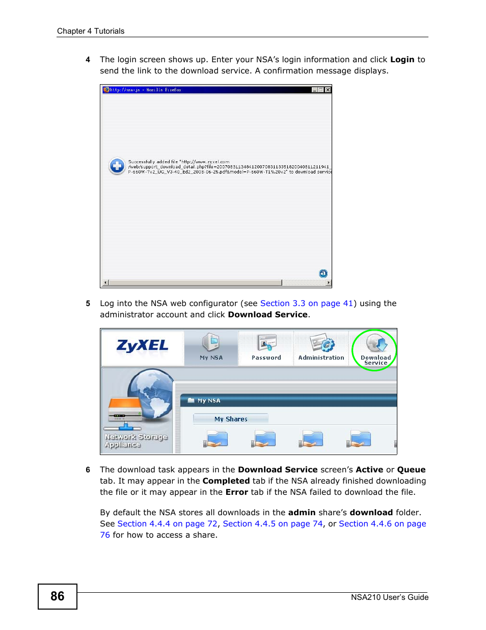 ZyXEL Communications NSA210 User Manual | Page 86 / 482