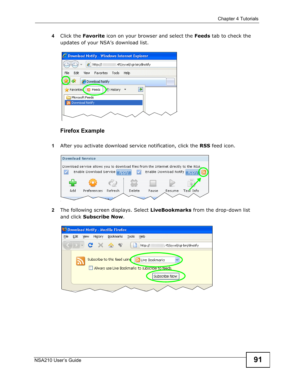 Firefox example | ZyXEL Communications NSA210 User Manual | Page 91 / 482