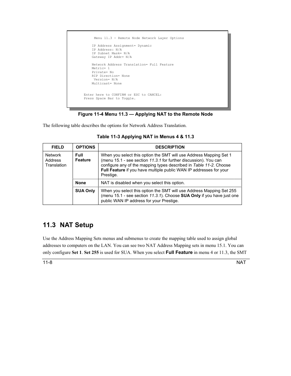 Nat setup, 3 nat setup | ZyXEL Communications Intelligent Broadband Sharing Gateway P-324 User Manual | Page 123 / 285