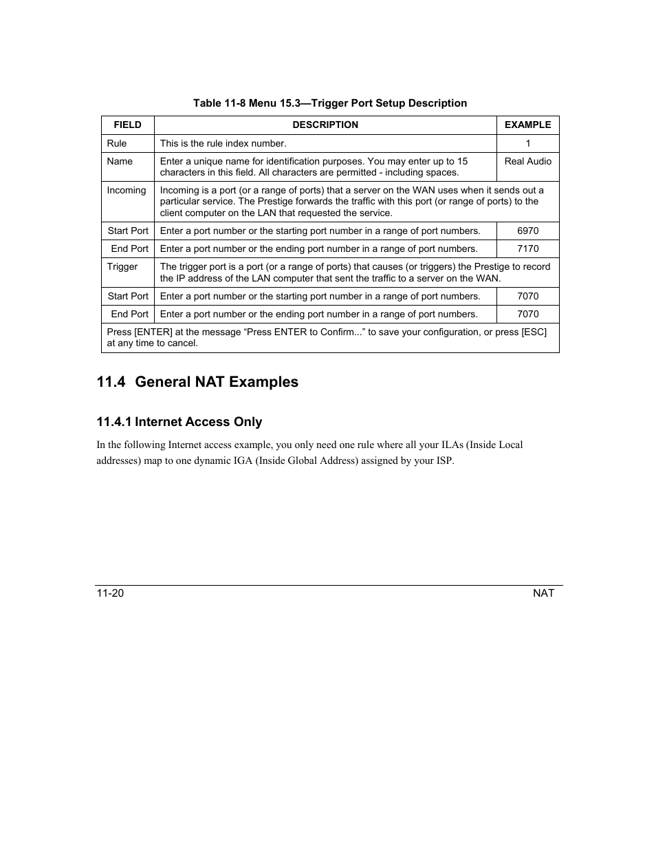 General nat examples, 4 general nat examples | ZyXEL Communications Intelligent Broadband Sharing Gateway P-324 User Manual | Page 135 / 285