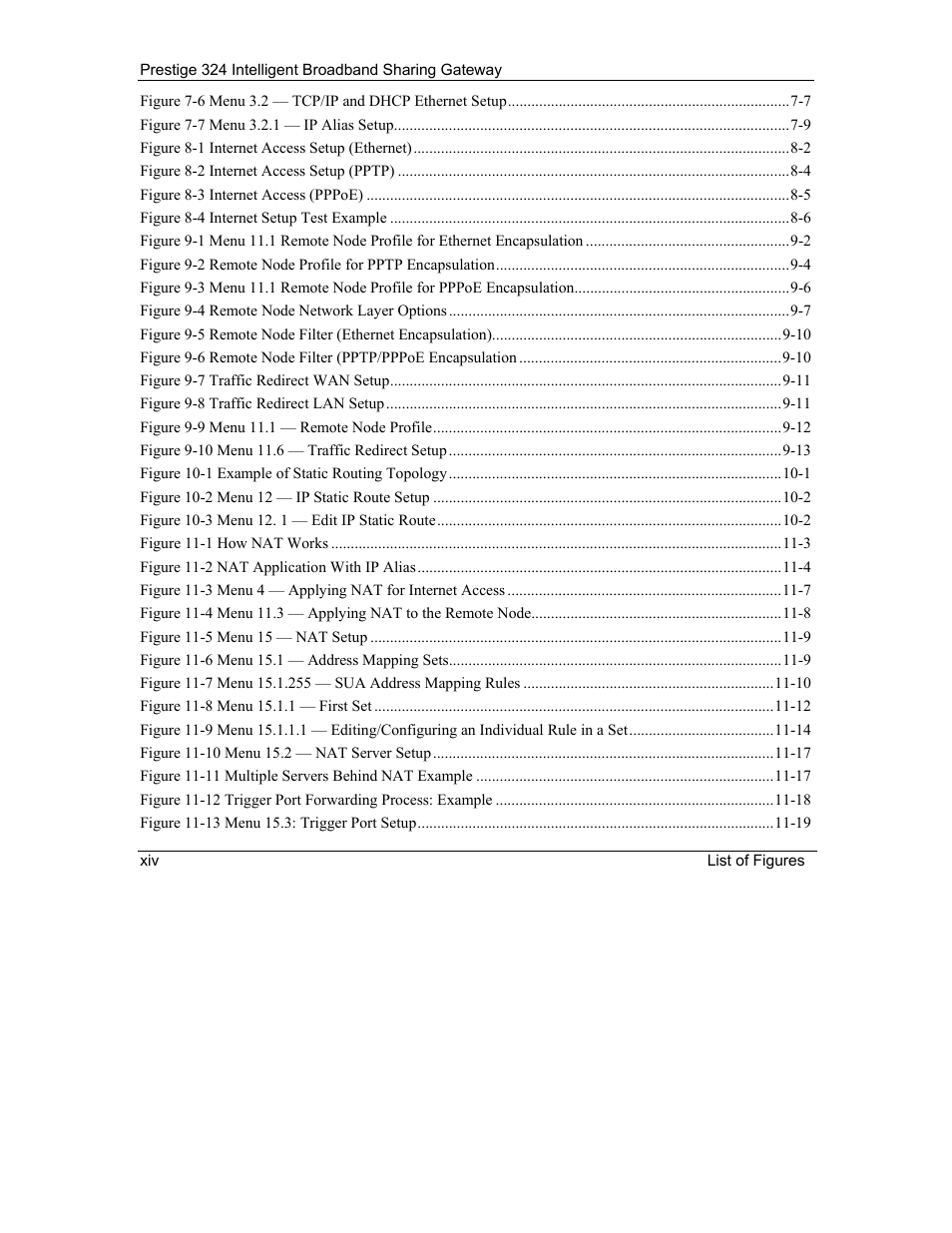 ZyXEL Communications Intelligent Broadband Sharing Gateway P-324 User Manual | Page 14 / 285