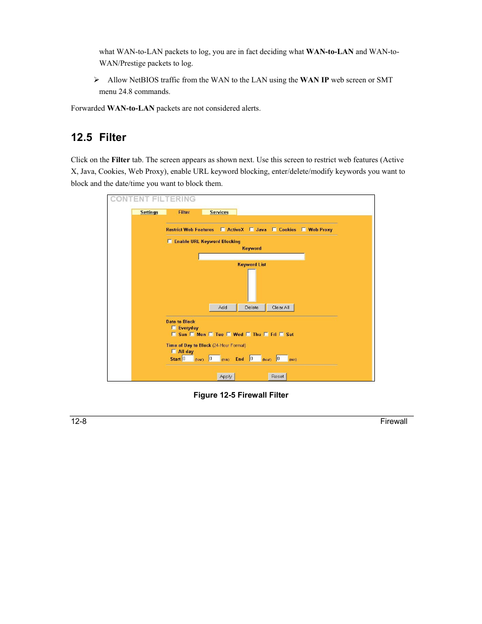 Filter, 5 filter | ZyXEL Communications Intelligent Broadband Sharing Gateway P-324 User Manual | Page 154 / 285