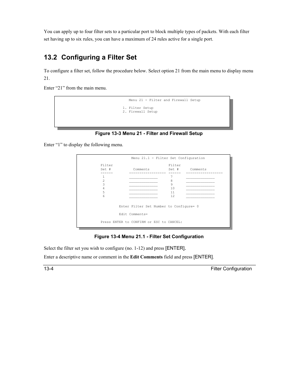 Configuring a filter set, 2 configuring a filter set | ZyXEL Communications Intelligent Broadband Sharing Gateway P-324 User Manual | Page 162 / 285