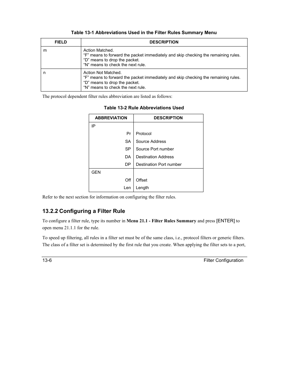 2 configuring a filter rule | ZyXEL Communications Intelligent Broadband Sharing Gateway P-324 User Manual | Page 164 / 285