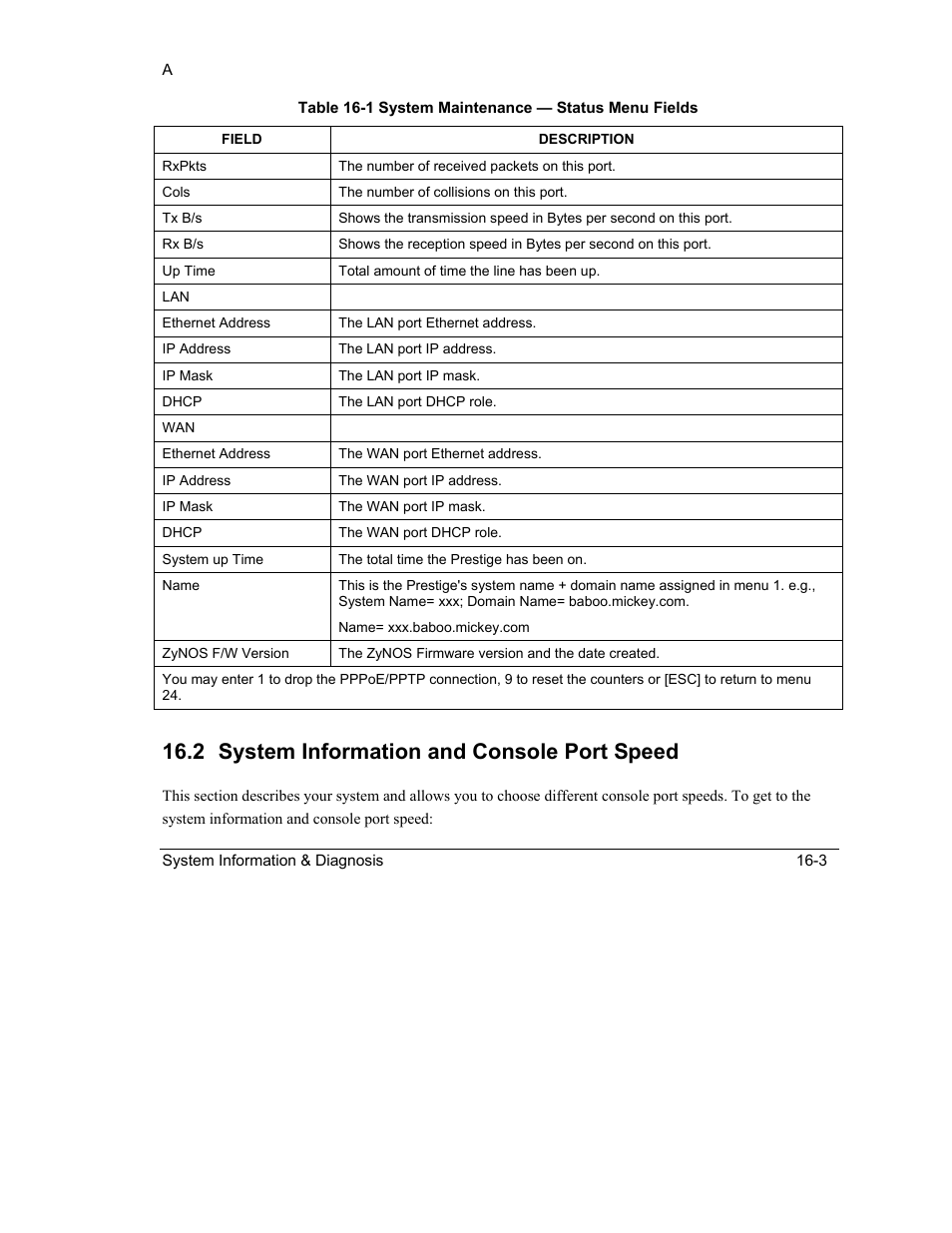 System information and console port speed, 2 system information and console port speed | ZyXEL Communications Intelligent Broadband Sharing Gateway P-324 User Manual | Page 193 / 285
