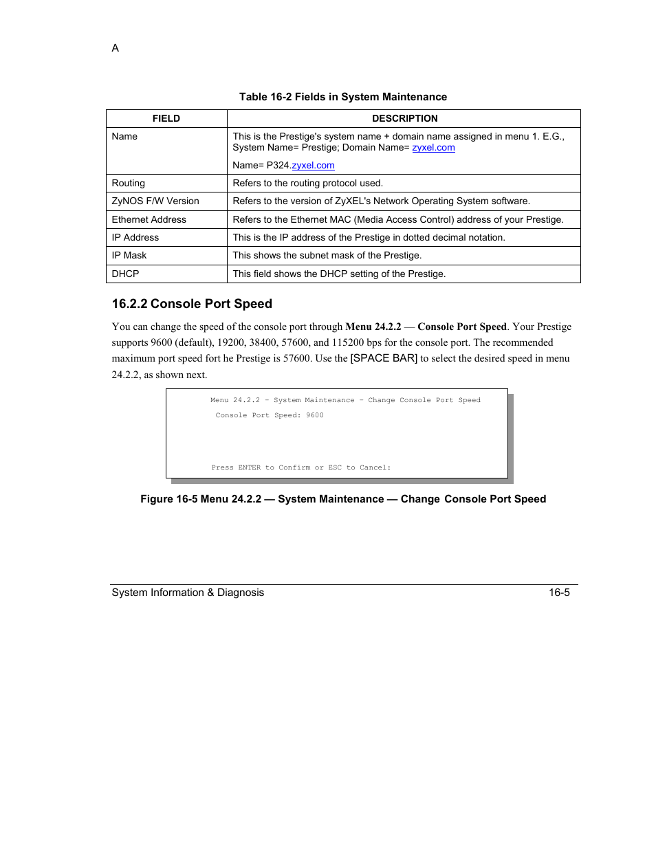 2 console port speed | ZyXEL Communications Intelligent Broadband Sharing Gateway P-324 User Manual | Page 195 / 285